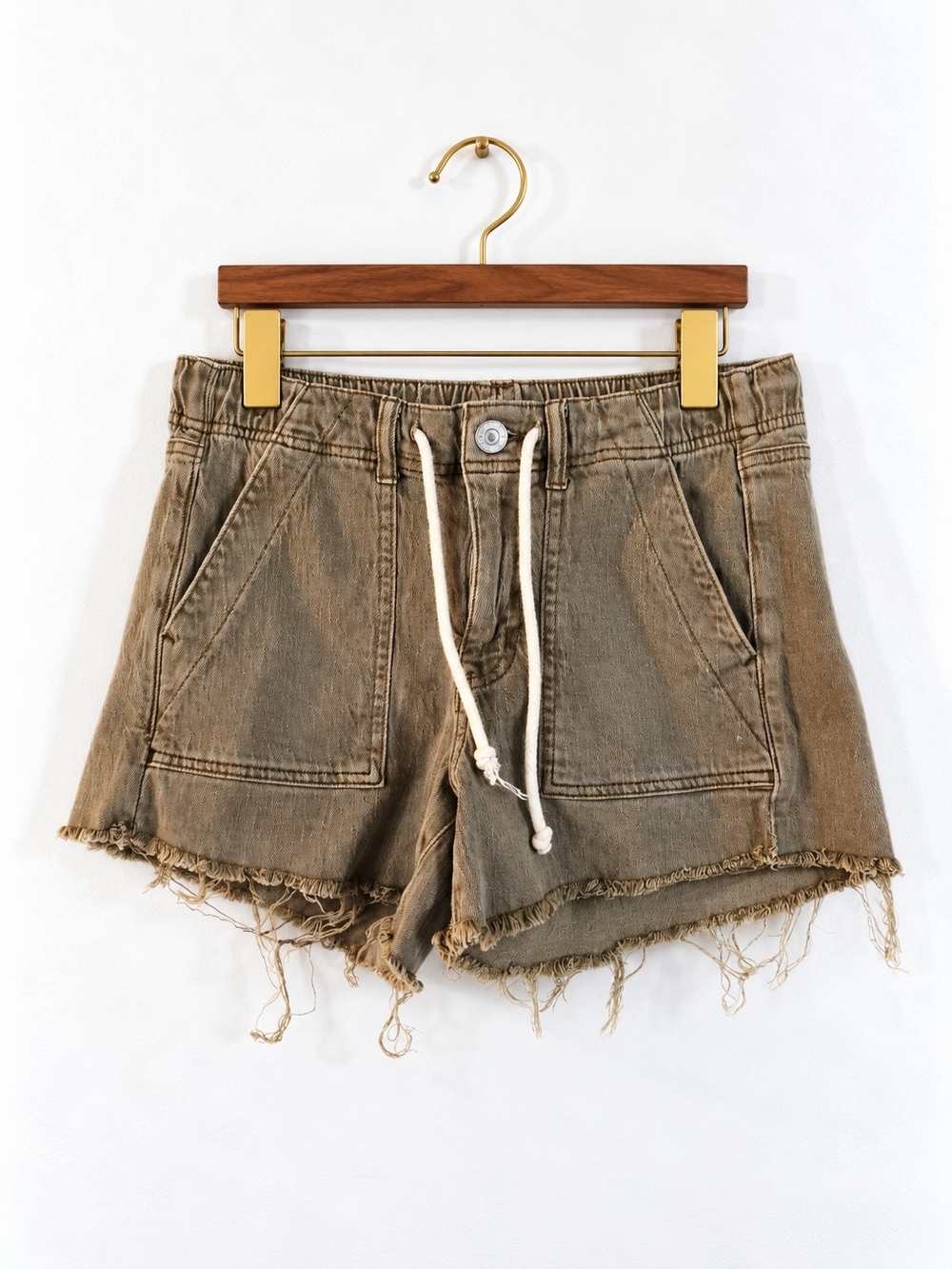 American Eagle Drawstring Frayed Hem Shorts